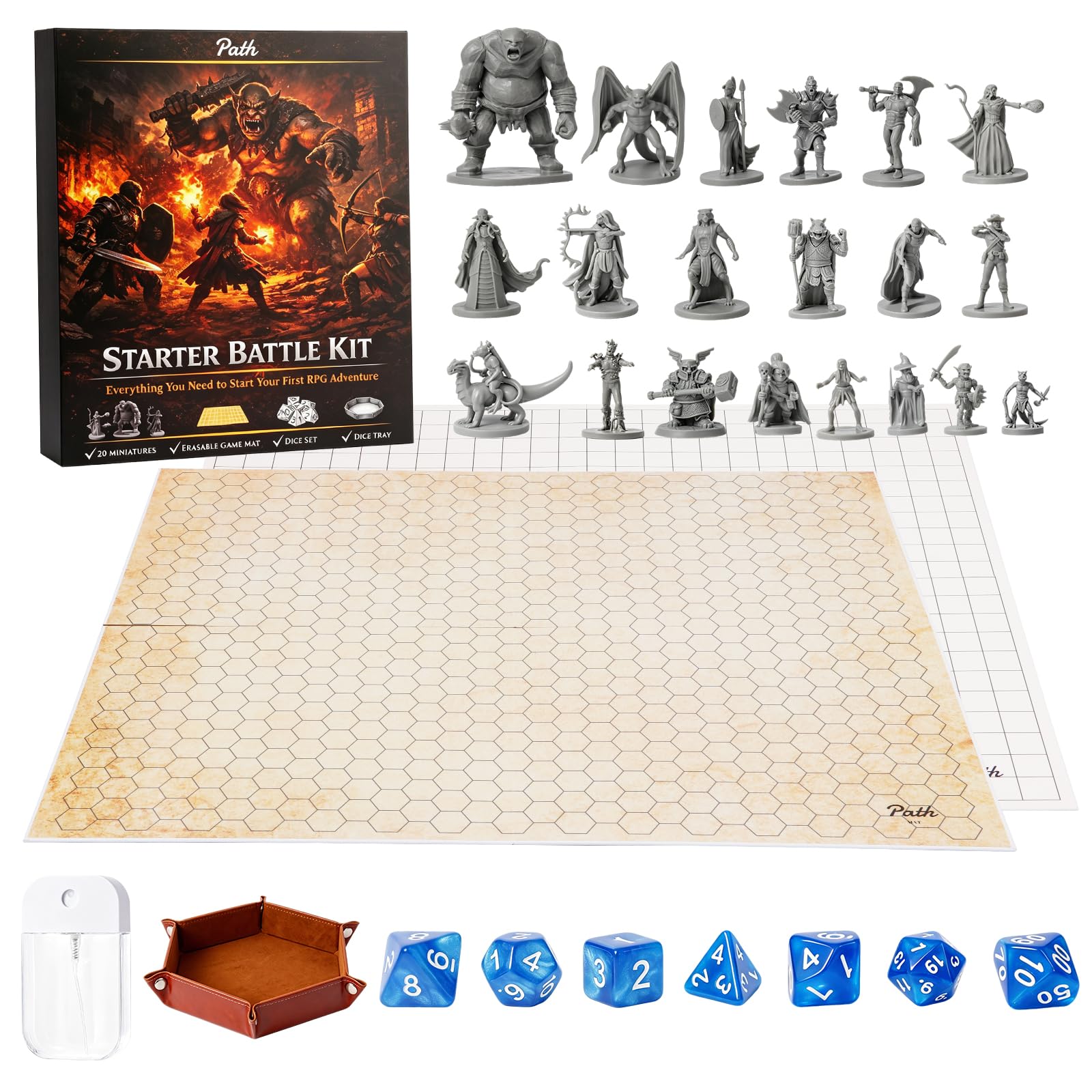 Encounter Kit with battle board, miniatures, dice, and dice tray